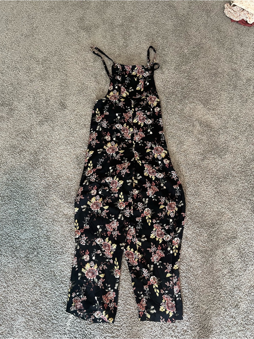 Xhilaration Black Floral Strappy Jumpsuit